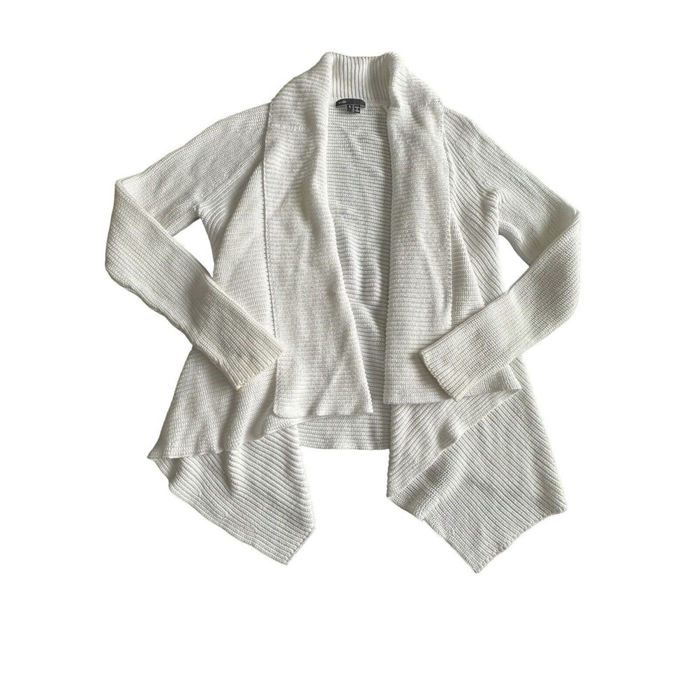 Vince Women's Size Small Weave Knit Shawl Collar Open Cardigan Sweater White M11